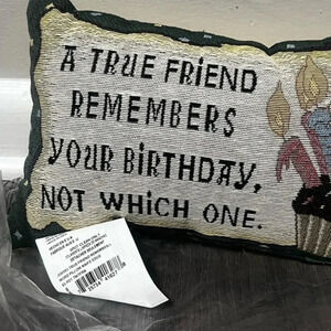 True Friend Woven Decorative Birthday Pillow NWT
